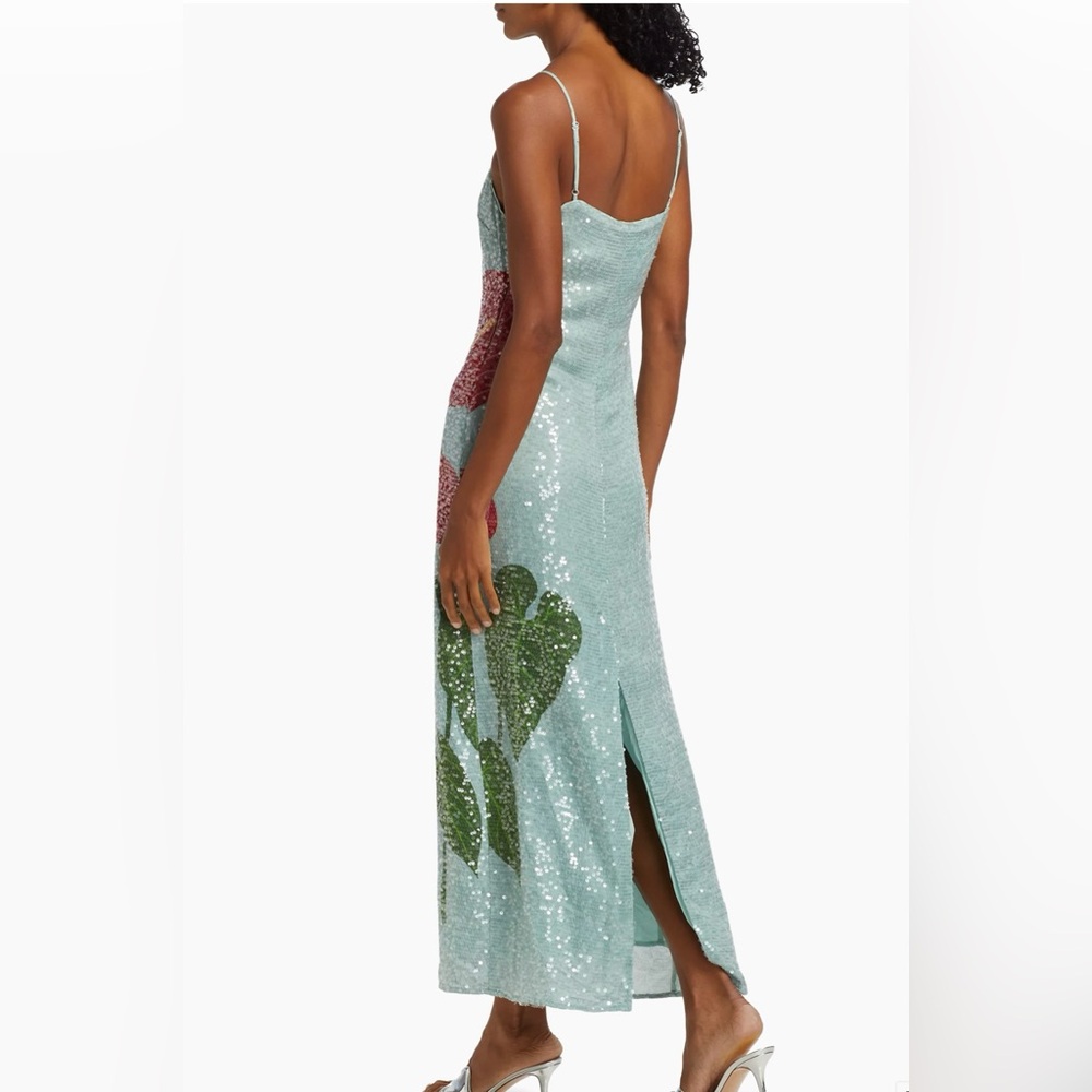 NWT Farm Rio Sequined Anthurium Slip Maxi Dress - Picture 2 of 5